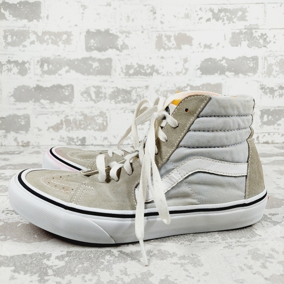 Vans Herringbone Sk8-Hi Unisex Grey Suede White Lace Up Sneakers E302 - Picture 1 of 12